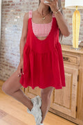 Tiered Square Neck Gingham Dress