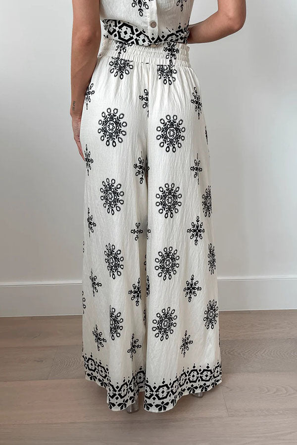 Floral Print Sleeveless Wide Leg 2 Piece Set