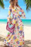 Sea Shell Coastal Twist Front Maxi Dress