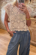 Vintage Floral Crochet Lace Top