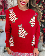 Sequined Decor Christmas Tree Sweatshirt