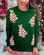 Sequined Decor Christmas Tree Sweatshirt