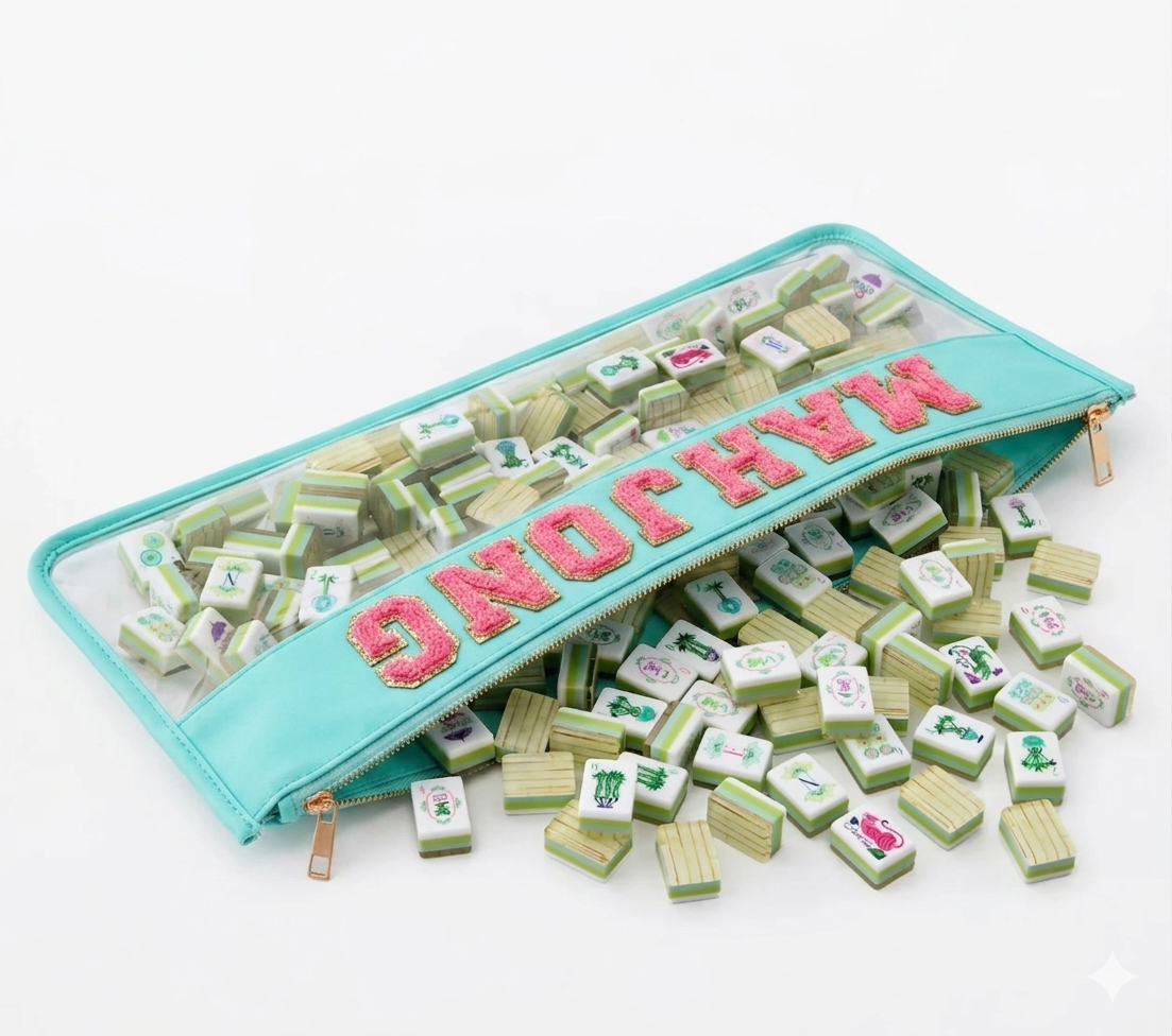 Clear Mahjong Tile Bag with Chenille Patches
