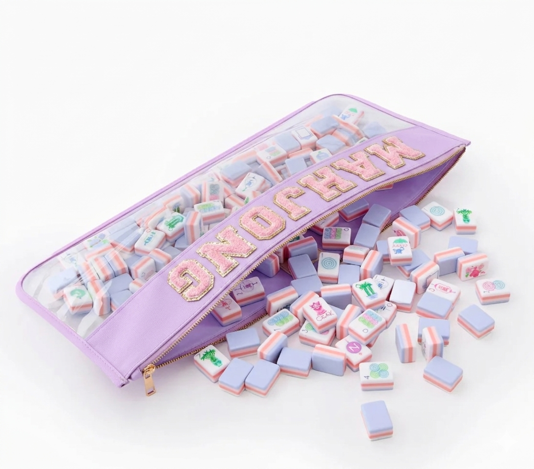 Clear Mahjong Tile Bag with Chenille Patches