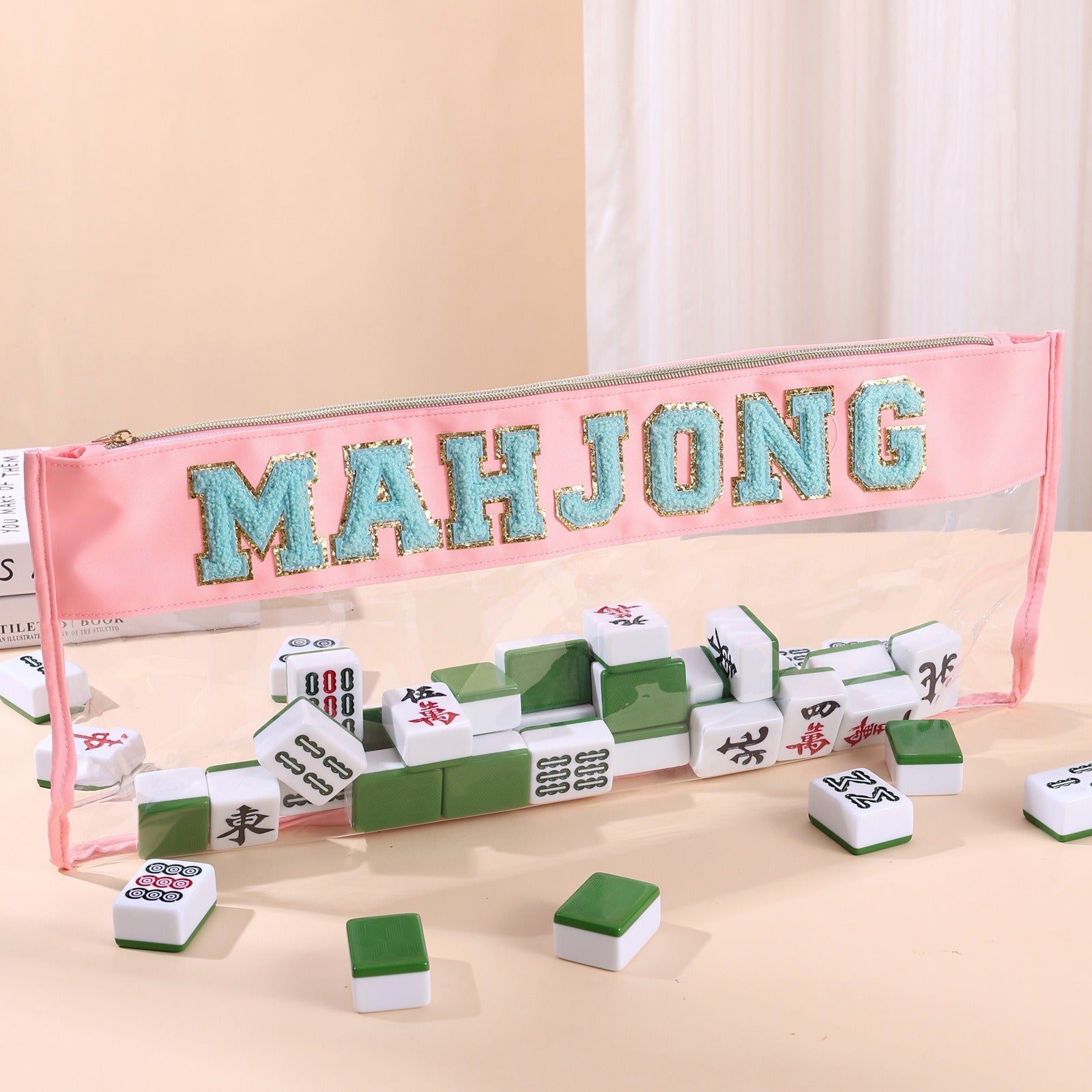 Clear Mahjong Tile Bag with Chenille Patches