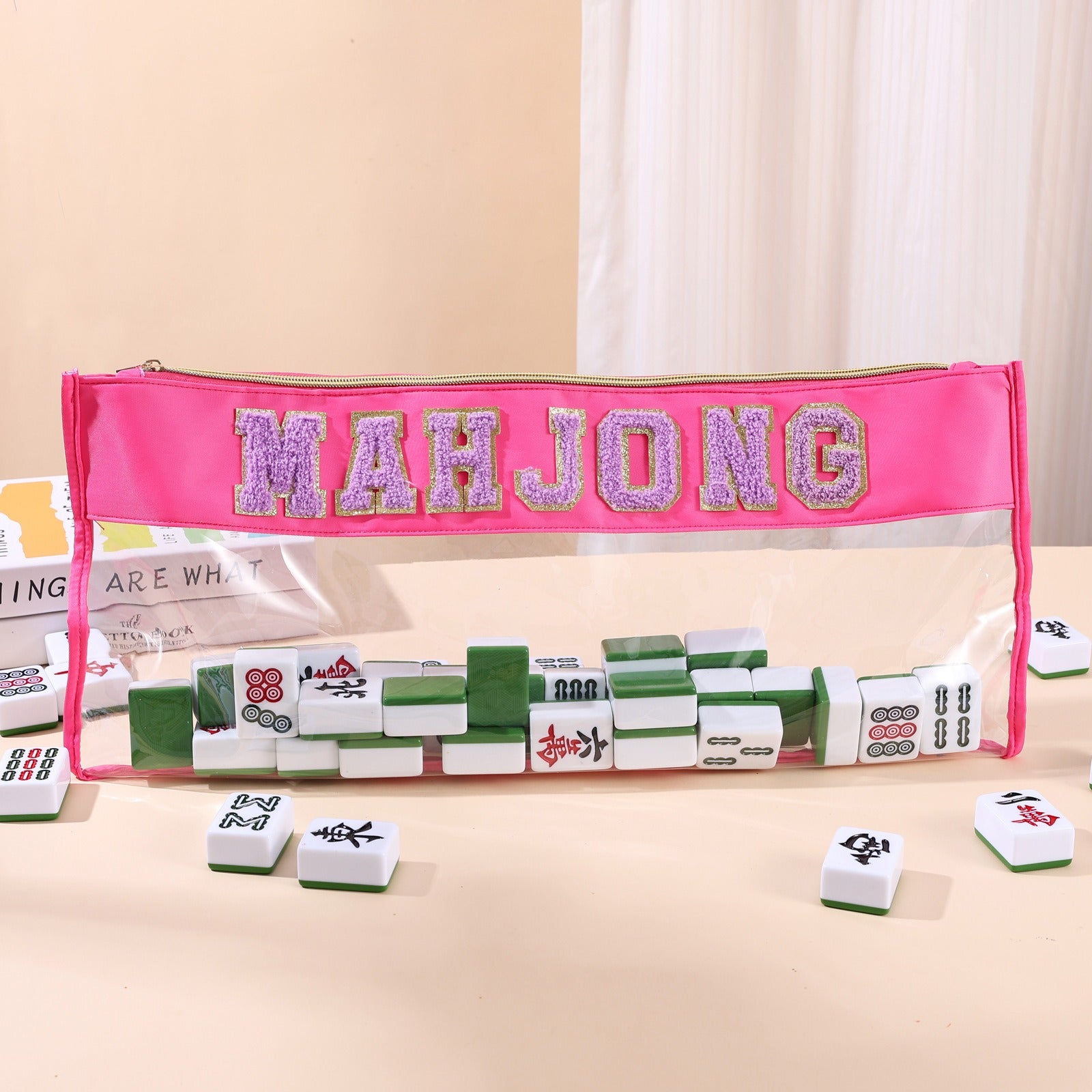 Clear Mahjong Tile Bag with Chenille Patches