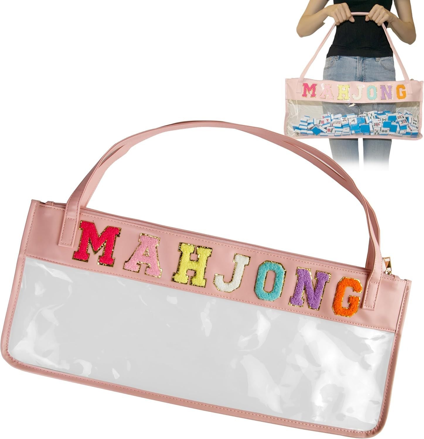 Clear Mahjong Tote with Shoulder Straps
