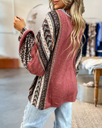 Mixed Print Patchwork Relaxed Striped Textured Blouse