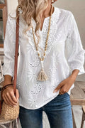 Eyelet Embroidery V-Neck Boho Blouse