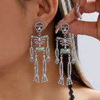 Rhinestone Skeleton Dangle Drop Earrings