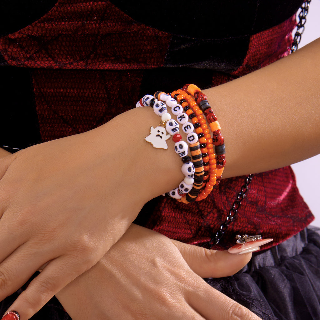 Spooky Halloween Beaded Bracelet Set