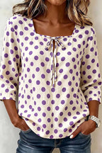 Polka Dot Tie Neck Blouse