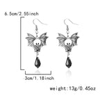 Gothic Bat Crystal Dangle Drop Earrings