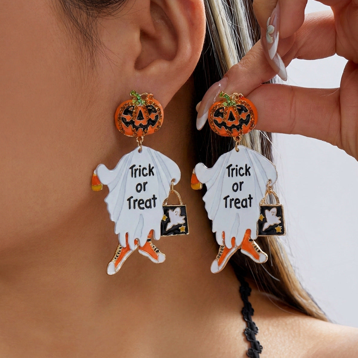 Halloween Pumpkin Dangle Drop Earrings