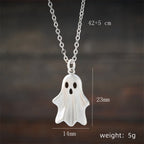 Ghost Pendant Necklace Earrings Set