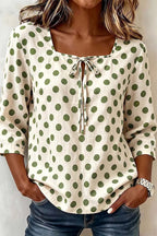 Polka Dot Tie Neck Blouse