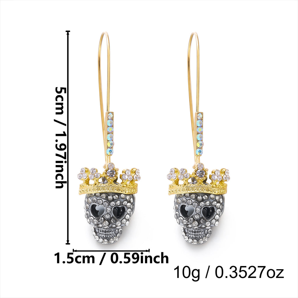 Rhinestone Skeleton Dangle Drop Earrings