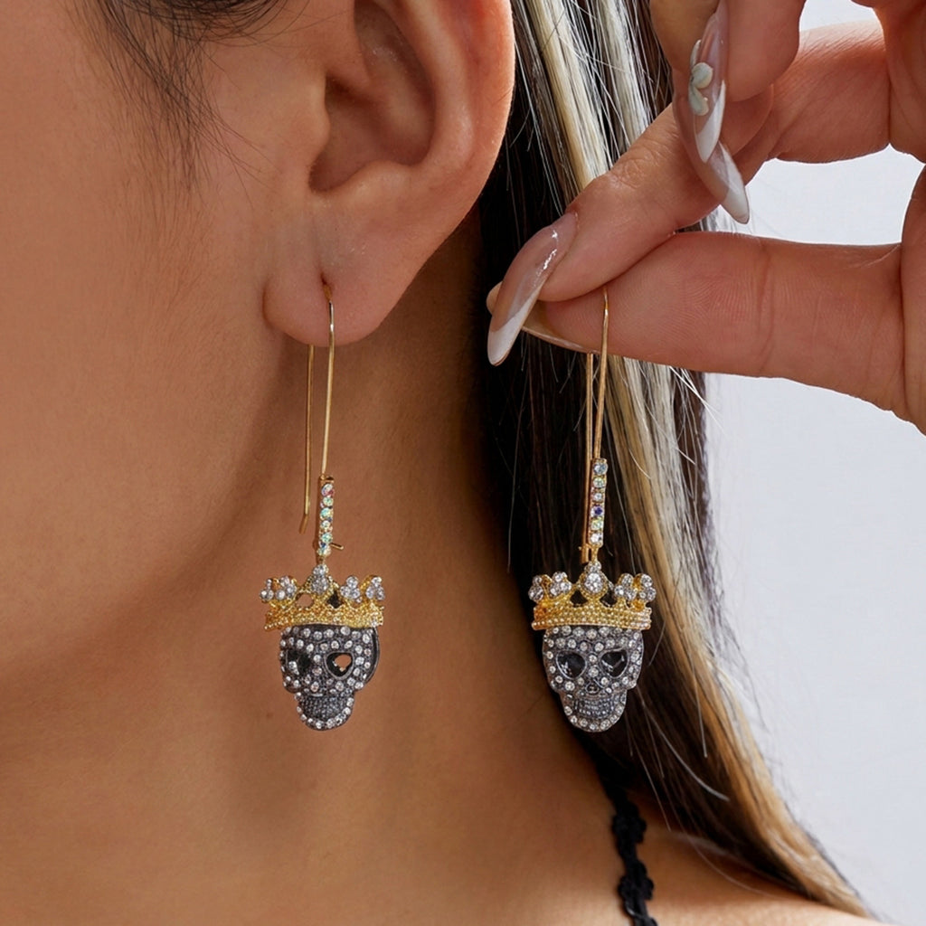 Rhinestone Skeleton Dangle Drop Earrings