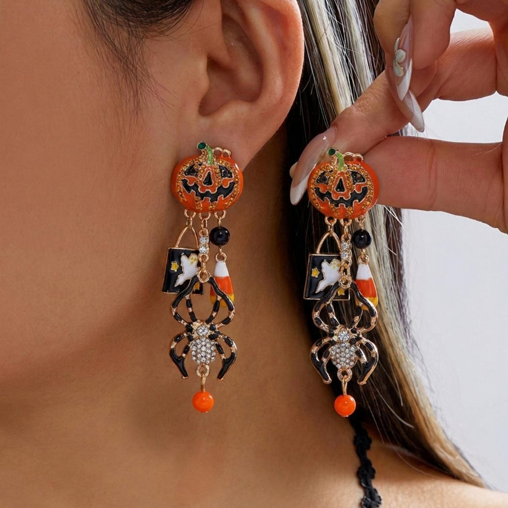 Halloween Pumpkin Dangle Drop Earrings
