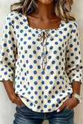 Polka Dot Tie Neck Blouse
