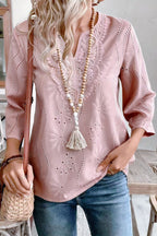 Eyelet Embroidery V-Neck Boho Blouse