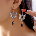 Gothic Bat Crystal Dangle Drop Earrings