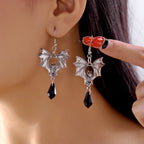Gothic Bat Crystal Dangle Drop Earrings