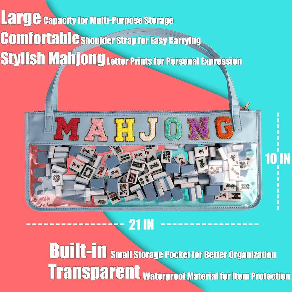 Clear Mahjong Tote with Shoulder Straps
