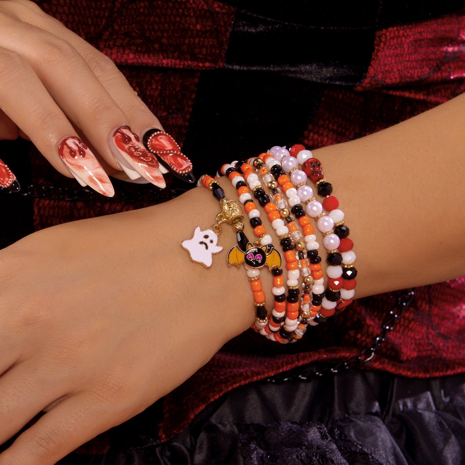 Spooky Halloween Beaded Bracelet Set
