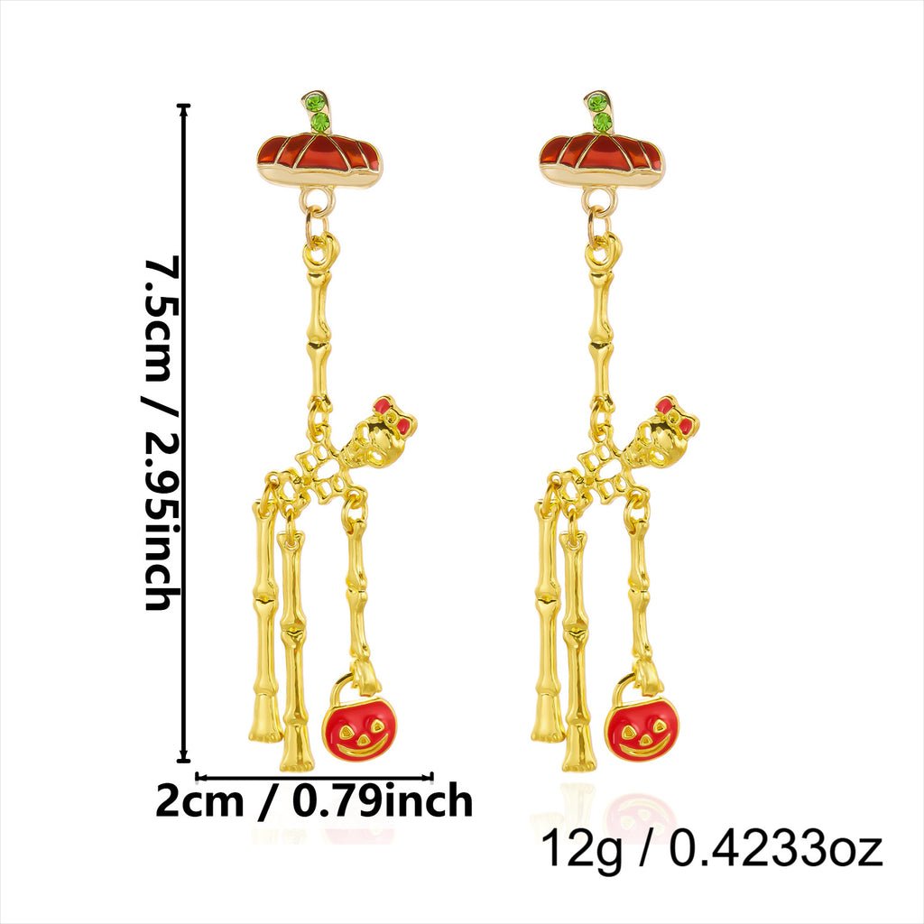 Rhinestone Skeleton Dangle Drop Earrings